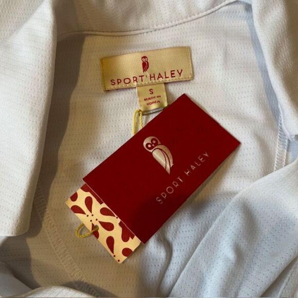 NWT Sport Haley Women's 3/4 Sleeve White Collared Athletic Blouse Small - Picture 5 of 10